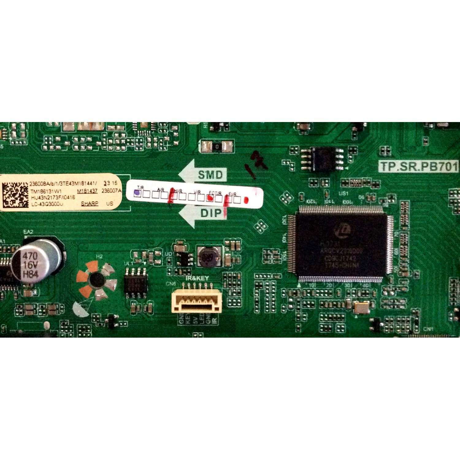 KIT DE TARJETAS TV SHARP / MAIN FUENTE (COMBO) 236008A TP.SR.PB701 / T-CON 6871L-3806B 6870C-0532A / PANEL LC430DUY (SH)(A1) / MODELO LC-43Q3000U R43M1814 - Imagen 2